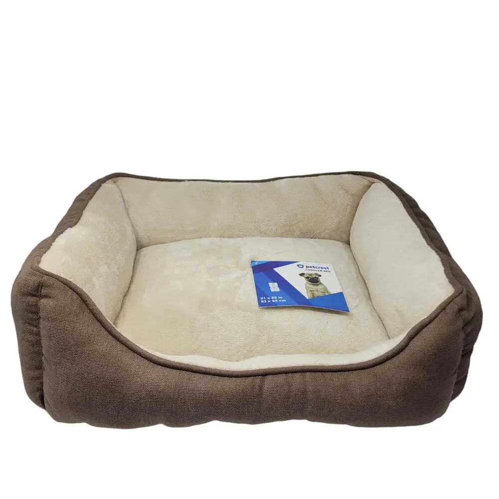 Petcrest Plush Cuddler Bed for Dogs & Cats Brown 25